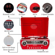 Crosley Powel CR6047A-RE: Toca-Discos 7 em 1 Bluetooth, Rádio AM/FM, CD e Mais - Vermelho Vibrante - imagem 3