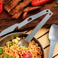 Conjunto Faca e Colher de Camping com Carabiner - Leve e Versátil para Trilhas e Acampamentos - imagem 5