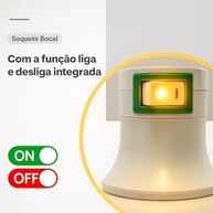 Kit 2 Soquetes Bocal E27 com Tomada e Chave Liga/Desliga - Versátil e Prático Bivolt Branco - imagem 3