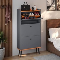 Sapateira Vertical com 3 Gavetas Basculantes - Design Retrô Cinza/Cinamomo | RPM Móveis - imagem 3