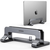 UGREEN Suporte vertical para laptop para mesa compatível com MacBook Pro, suporte para MacBook Air em alumínio vertical ajustável para laptop para jogos de até 17,3 polegadas, cinza prateado - imagem 2