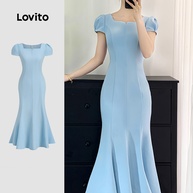 Vestido Azul Lovito: Elegância e Conforto - imagem 1