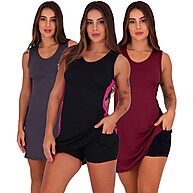 Vestido Beach Tennis: Kit 3 Dry Fit + Shorts - imagem 1