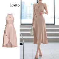Vestido Boho Assimétrico Plissado Lovito: Estilo e Conforto - imagem 1