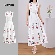 Vestido Boho Floral com Babados e Gola Alta - Estilo Lovito - imagem 1