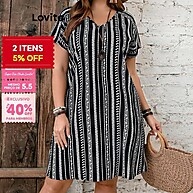 Vestido Boho Plus Size: Tribal e Plissado Lovito - imagem 1