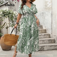 Vestido Boho Tropical Plus Size Lovito - imagem 1
