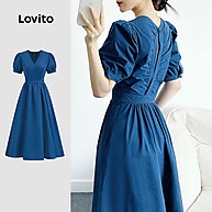 Vestido Casual Assimétrico Lovito Azul Escuro LBL28152 - imagem 1