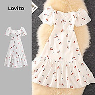 Vestido Casual com Zíper e Estampa de Frutas e Vegetais – Lovito - imagem 1