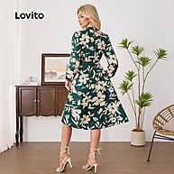 Vestido Casual Floral com Cinto Franzido Lovito – Estilo e Conforto - imagem 1