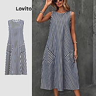 Vestido Casual Listrado com Bolso Lovito: Estilo e Conforto - imagem 1