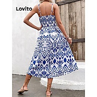 Vestido Casual Tropical Lovito com Cadarço e Frente Dividida - imagem 1