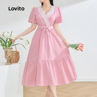 Vestido de Renda Lovito: Elegância Rosa para Você! - imagem 1
