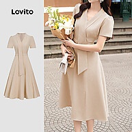 Vestido Elegante com Decote Streamer - imagem 1