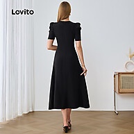 Vestido Elegante com Manga Bufante Lovito LBL22346 - imagem 1