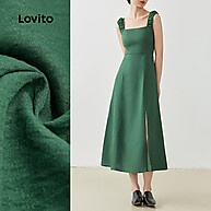 Vestido Elegante Liso Dividido Na Frente Lovito LBL25178 - imagem 1