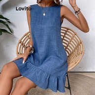 Vestido Elegante Lovito: Babados e Amarração - imagem 1