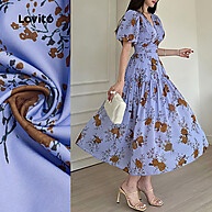 Vestido Elegante Lovito: Floral e Plissado! - imagem 1