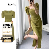 Vestido Elegante Lovito: Franzido e Sofisticado - imagem 1