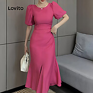 Vestido Elegante Lovito Rosa Vermelho: Sofisticação e Conforto - imagem 1