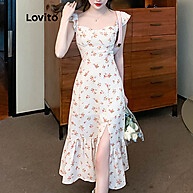 Vestido Feminino Floral Midi Evasê Sem Mangas – Estilo Casual - imagem 1