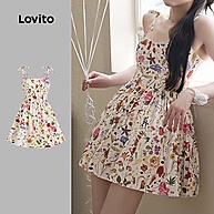 Vestido Floral Drapeado Lovito – Estilo Primavera/Verão - imagem 1