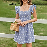 Vestido Floral Lovito Lindo com Babado e Manga - Estilo Fofo - imagem 1