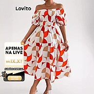 Vestido Geométrico Lovito com Bata - Estilo Elegante e Moderno - imagem 1