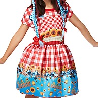 Vestido Infantil Xadrez Vermelho para Festa Junina - imagem 1