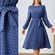 Vestido Jacquard Azul Lovito: Elegância e Sofisticação - imagem 1