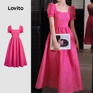 Vestido Jacquard Lovito: Elegância Floral - imagem 1