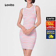 Vestido Listrado Lovito: Vermelho e Elegante - imagem 1