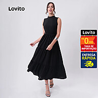 Vestido Longo Elegante Lovito: Babados e Sofisticação - imagem 1