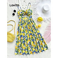 Vestido Lovito Casual Recortado com Alças Finas para Mulher - imagem 1