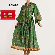 Vestido Lovito com Estampa de Plantas – Estilo Casual Feminino - imagem 1
