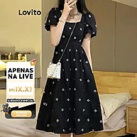 Vestido Lovito com Mangas Bufantes e Estampa Floral - imagem 1