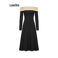 Vestido Lovito Elegante com Blocos de Cores - Estilo Moderno - imagem 1