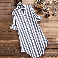 Vestido Lovito Listrado: Elegância Casual para Mulheres - imagem 1