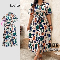 Vestido Plus Size Lovito: Elegância Geométrica - imagem 1
