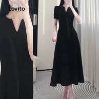 Vestido Preto Plissado Lovito: Elegância e Conforto - imagem 1