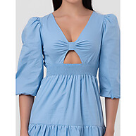Vestido Tricoline Camadas Azul Pequiá – Elegância com Conforto - imagem 1