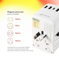 Carregador Universal Geonav 5 Portas (USB-C) com Adaptadores de Viagem - Branco - imagem 4