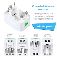 Adaptador de Tomada Universal 150+ Países: Viagem Sem Limites (Bivolt, EUA, UK, EU, AU, JP) - imagem 5