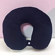 Almofada de Pescoço Suede Macia com Botão para Viagem - imagem 1