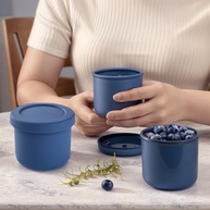 Recipientes Redondos de Silicone 240ml com Tampa - Alimentos, Bebês e Viagens (Azul) - imagem 5