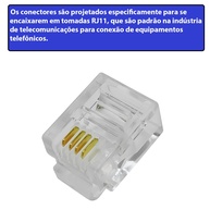 Conector RJ11: Kit 100 Unidades Cat3 4 Vias - imagem 2