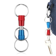 Chaveiro de liberação rápida de 3 vias, chaveiros destacáveis, corrente separada de alumínio, desconexão rápida, presente de acessório conveniente (vermelho, prata e azul) - imagem 2