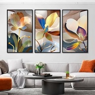 Kit com 3 Quadros Decorativos 30x50 cm Floral Vibrante com Moldura Preta - Ideal para Sala, Quarto e Hall - imagem 2