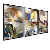 Kit com 3 Quadros Decorativos 30x50 cm Floral Vibrante com Moldura Preta - Ideal para Sala, Quarto e Hall - imagem 3