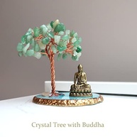 Estátua de Buda com Árvore de Cristal de Cura - Árvore da Vida para Energia Positiva e Decoração Zen - imagem 3